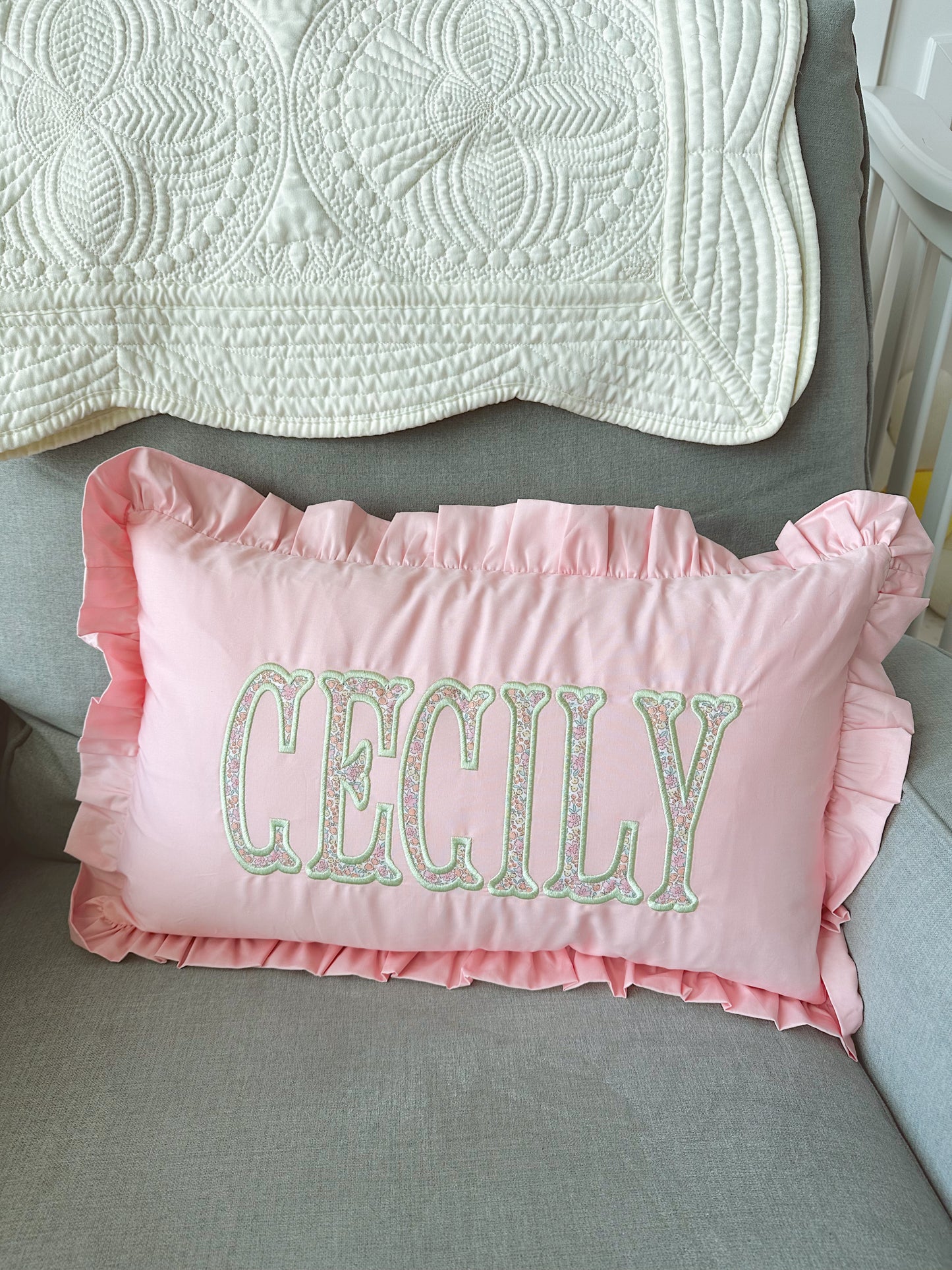 Applique nursery pillow