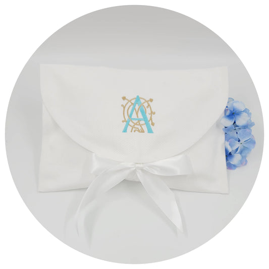 White Cotton Pique Envelope Bag