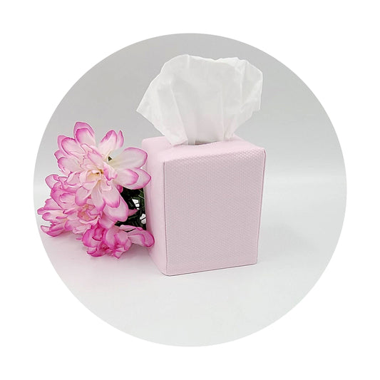 Pink Cotton Pique Tissue Box Cover