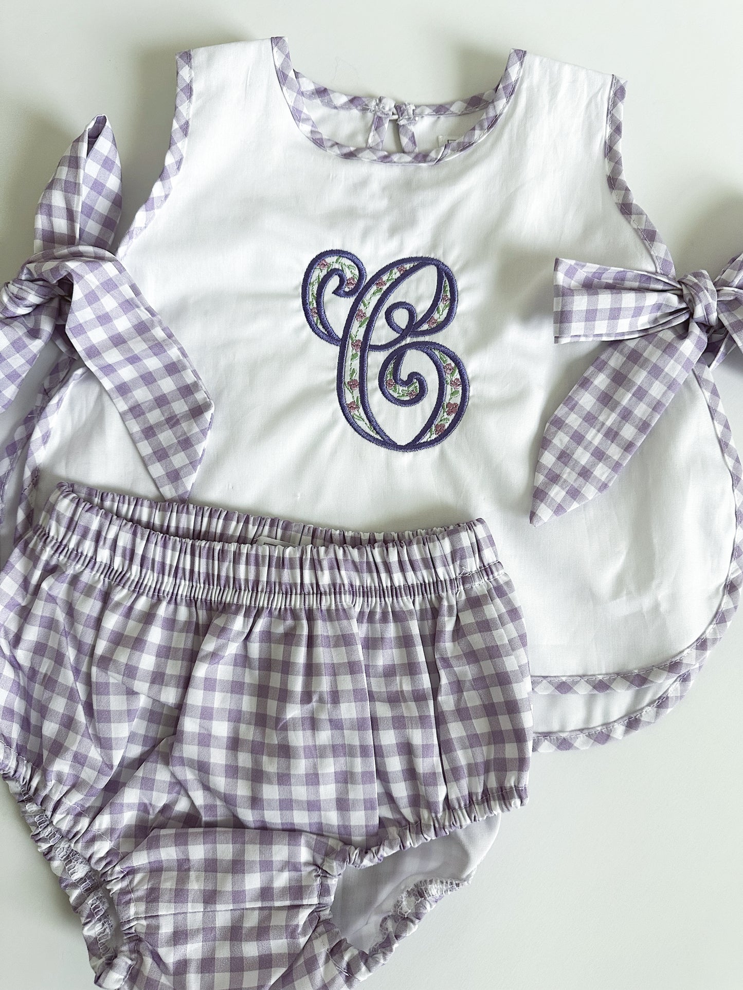 Purple gingham apron set