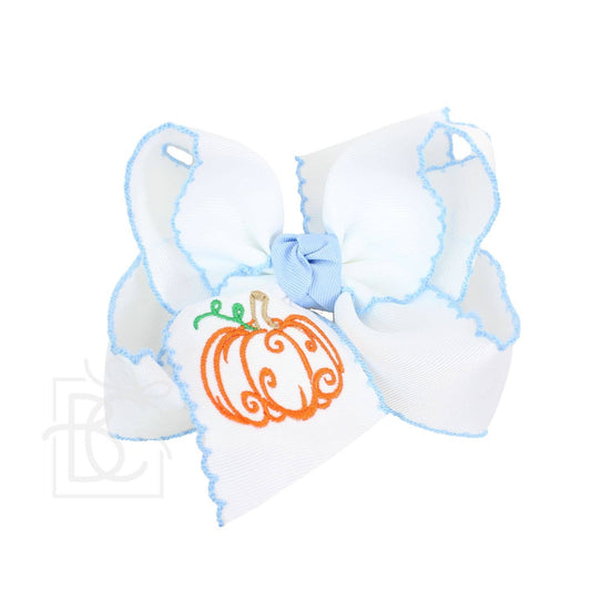 Embroidered Pumpkin Crochet Edge Bow
