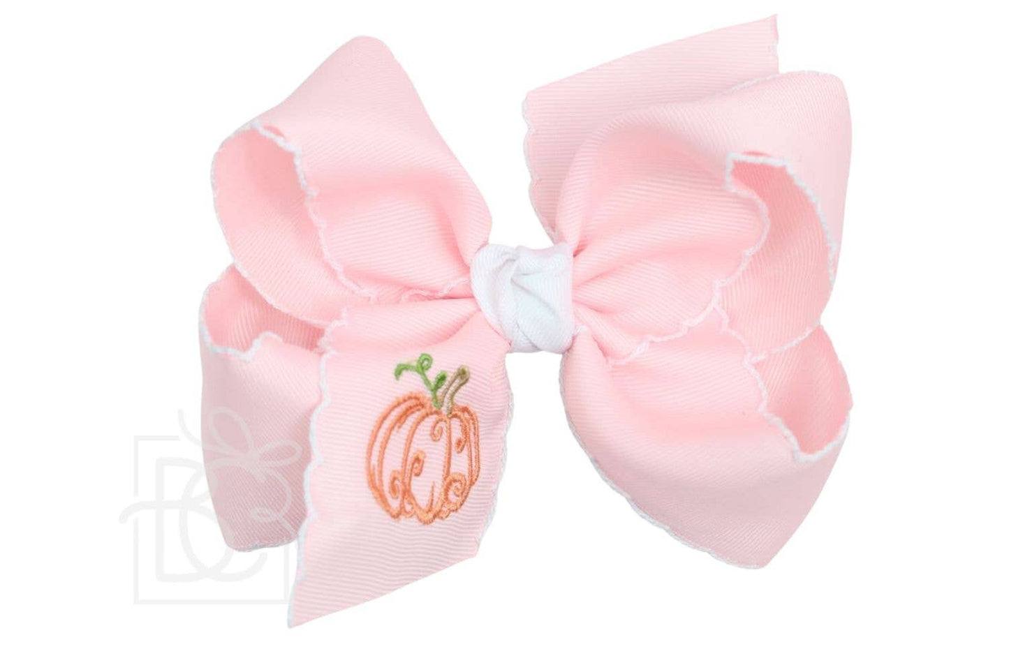 Embroidered Pumpkin Crochet Edge Bow