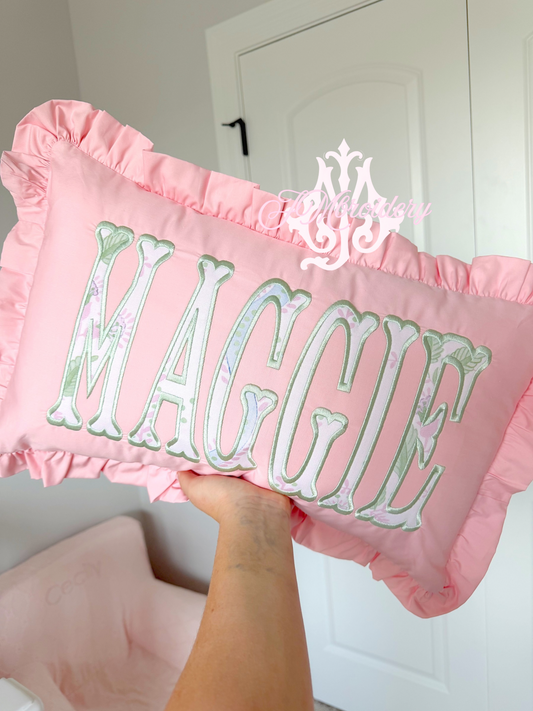 Ruffle nursery pillow