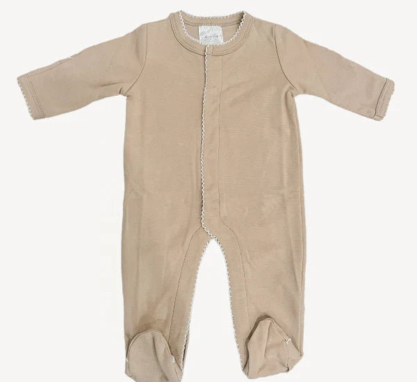 Picot trim footie - tan