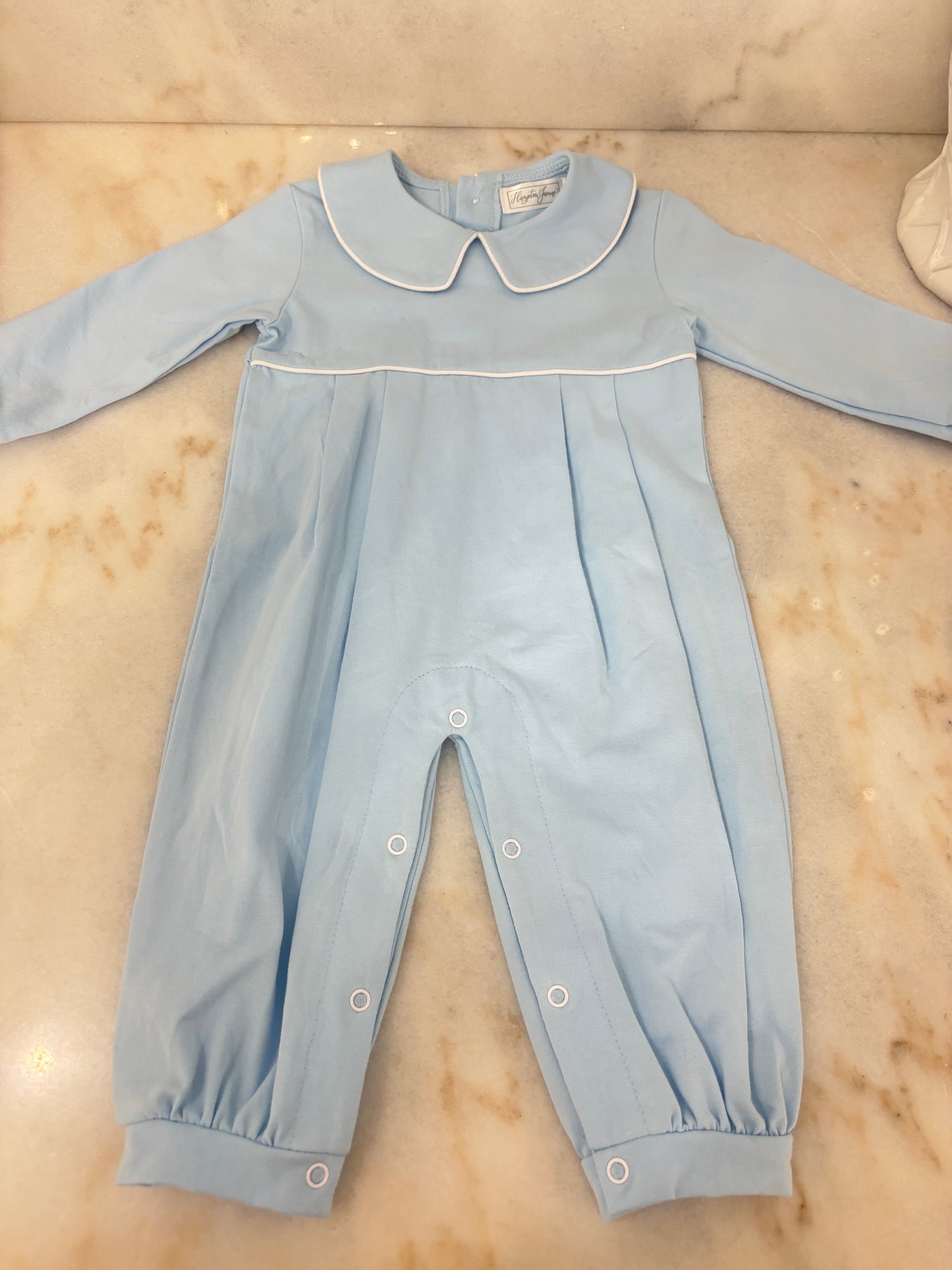 Knox Solid Blue Collared Romper