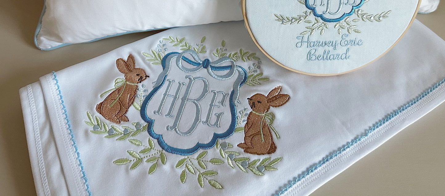 Embroidery picot trim blanket