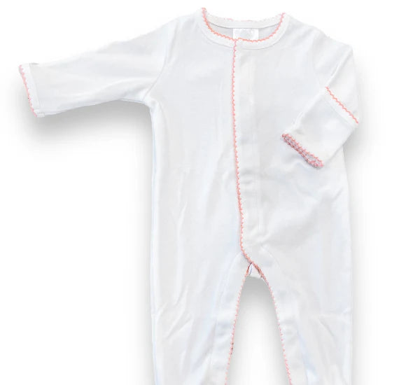 Picot trim footie - pink