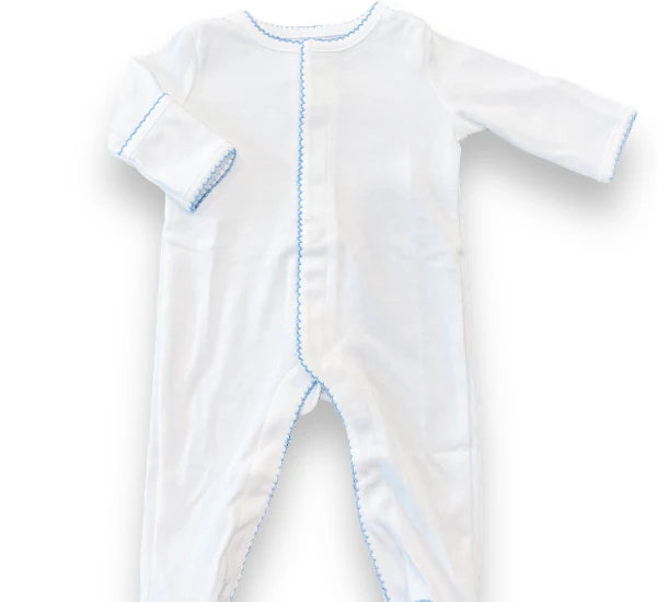 Picot trim footie - blue