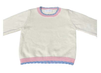 Pink and Blue Trim Sweater