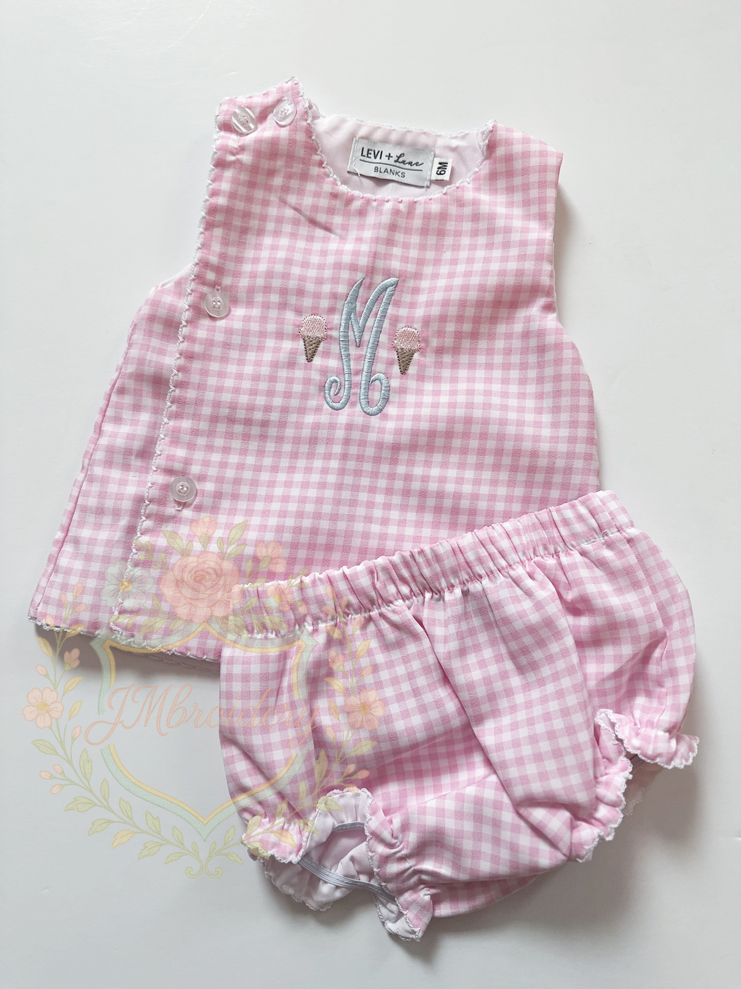 Pink Gingham Diaper Sets
