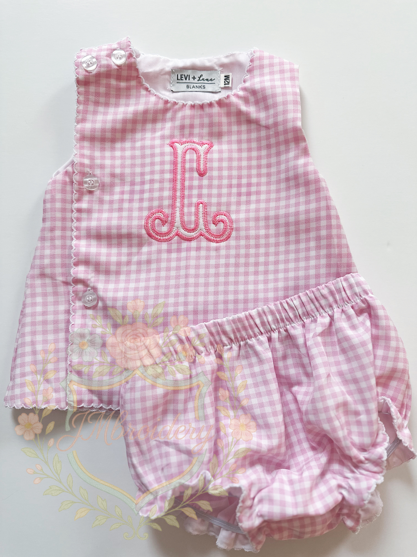 Pink Gingham Diaper Sets