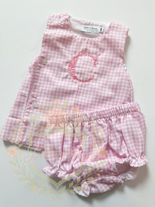 Pink Gingham Diaper Sets