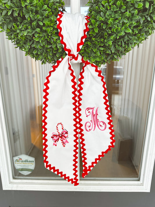 Candy Cane red scalloped sash