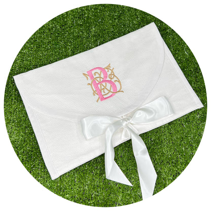 White Cotton Pique Envelope Bag