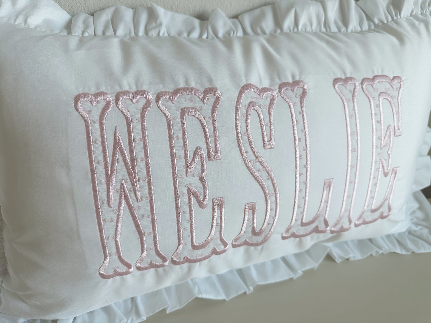 Ruffle nursery pillow