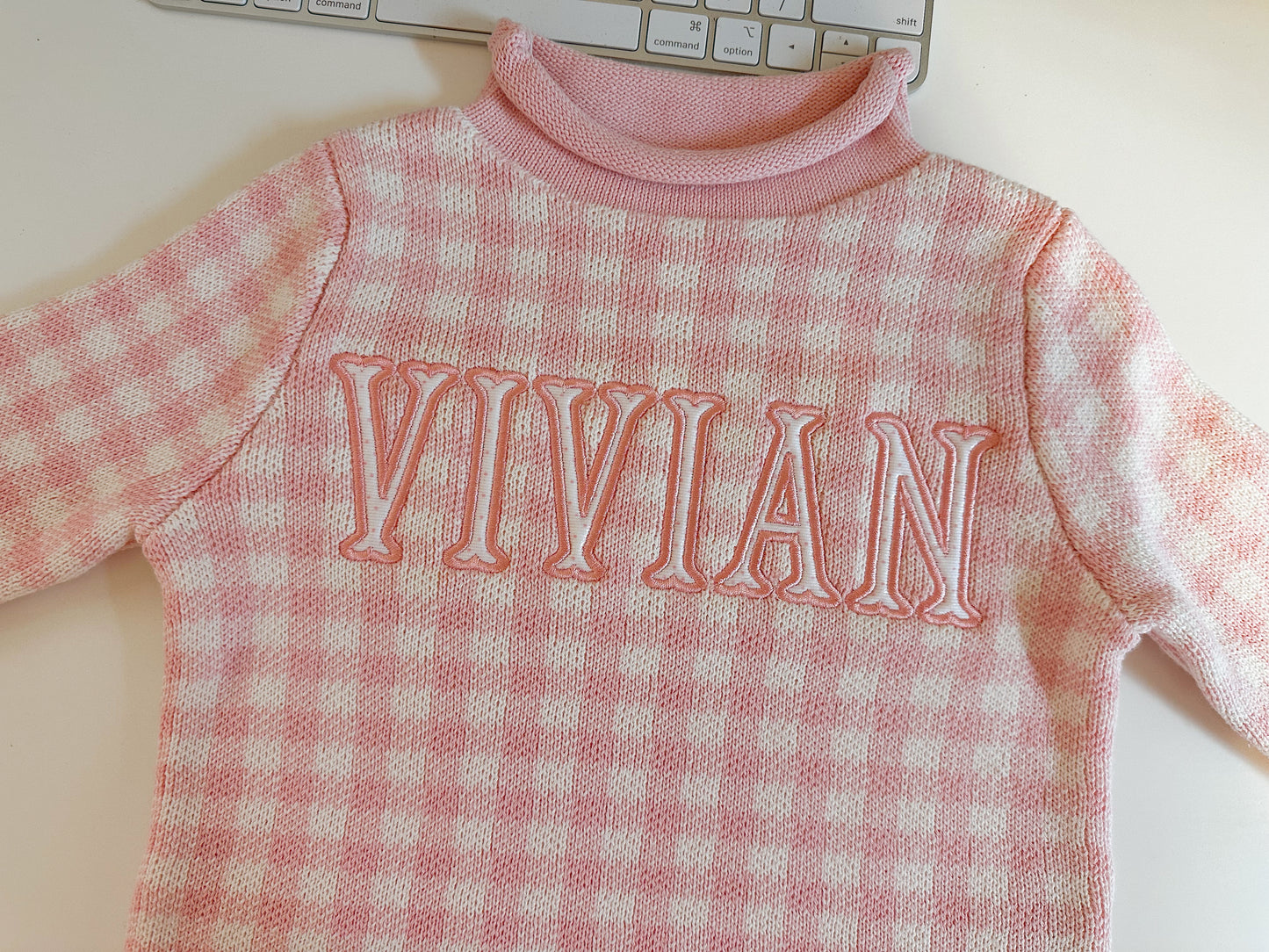 Gingham roll neck sweater