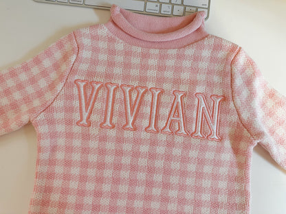 Gingham roll neck sweater