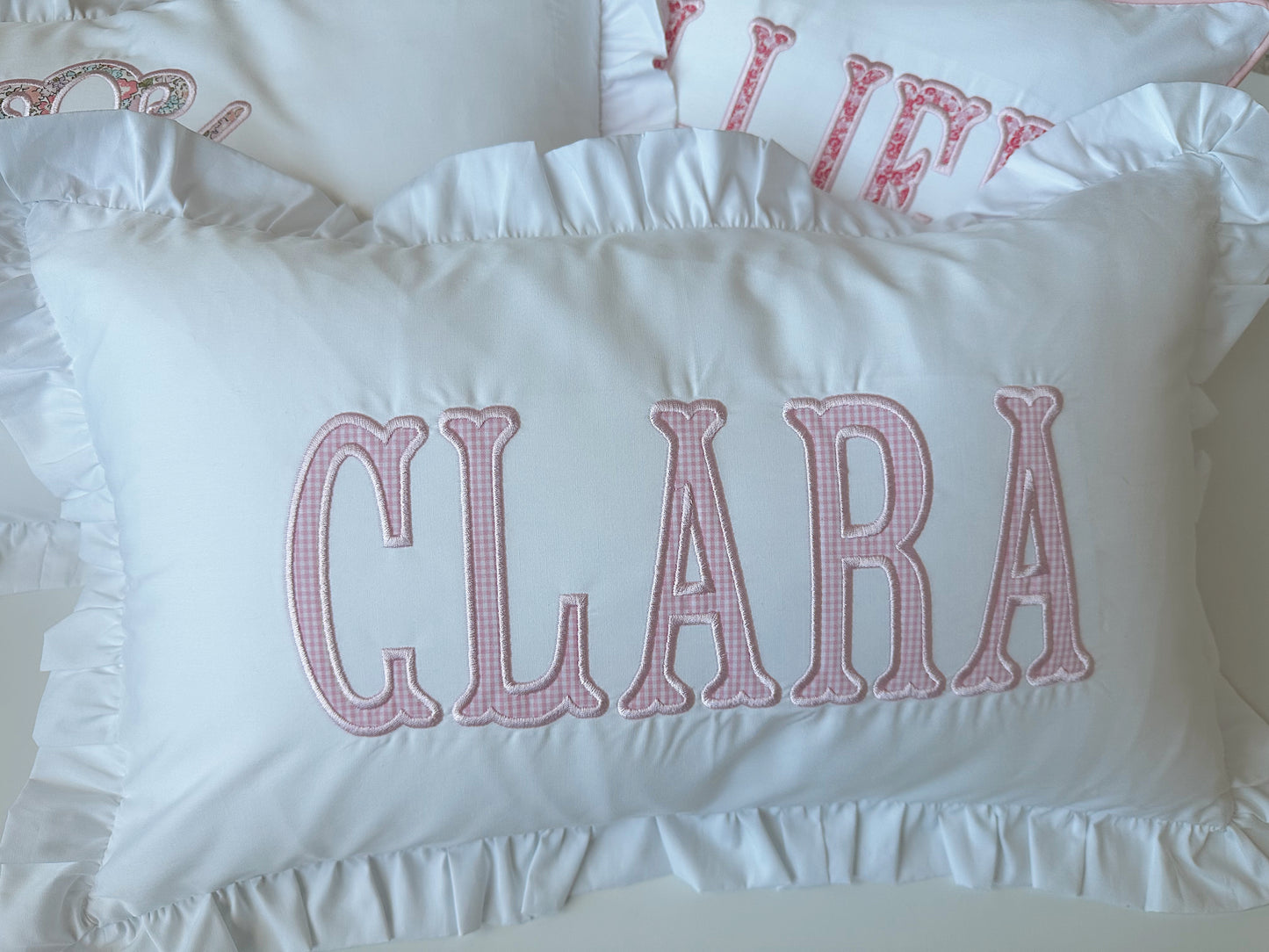 Ruffle nursery pillow