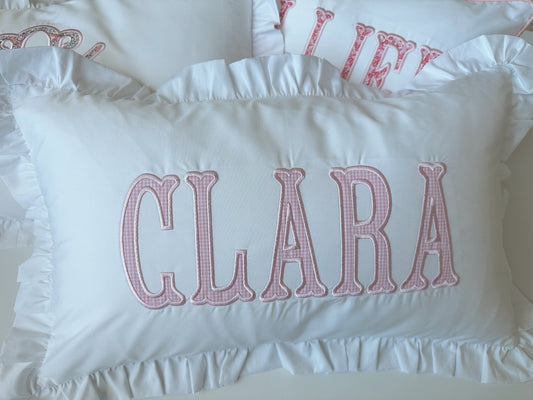 Ruffle nursery pillow