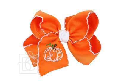 Embroidered Pumpkin Crochet Edge Bow