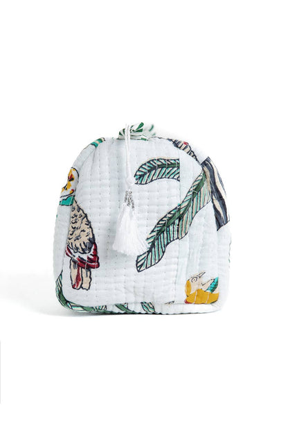 Applique Floral Quilted Makeup Bag