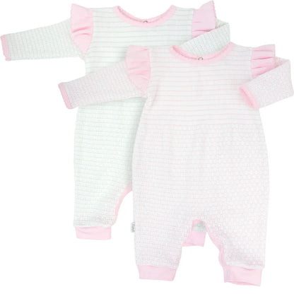 Pinstripe Angel Sleeve Romper with Pima Trim