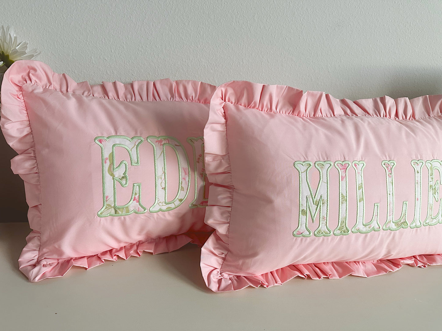 Ruffle nursery pillow