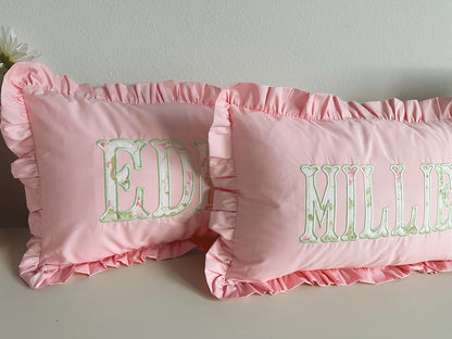 Ruffle nursery pillow