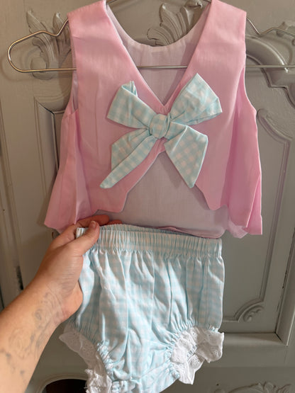 Hampton James Teal Gingham Diaper Set