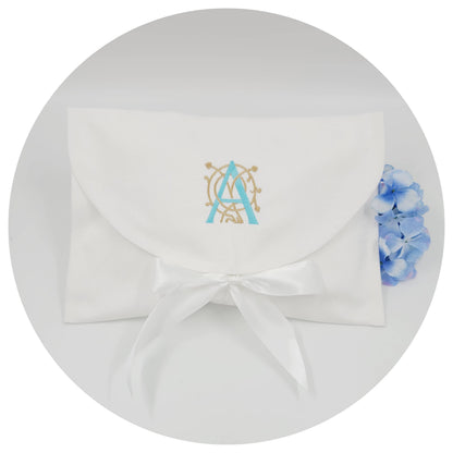 White Cotton Pique Envelope Bag