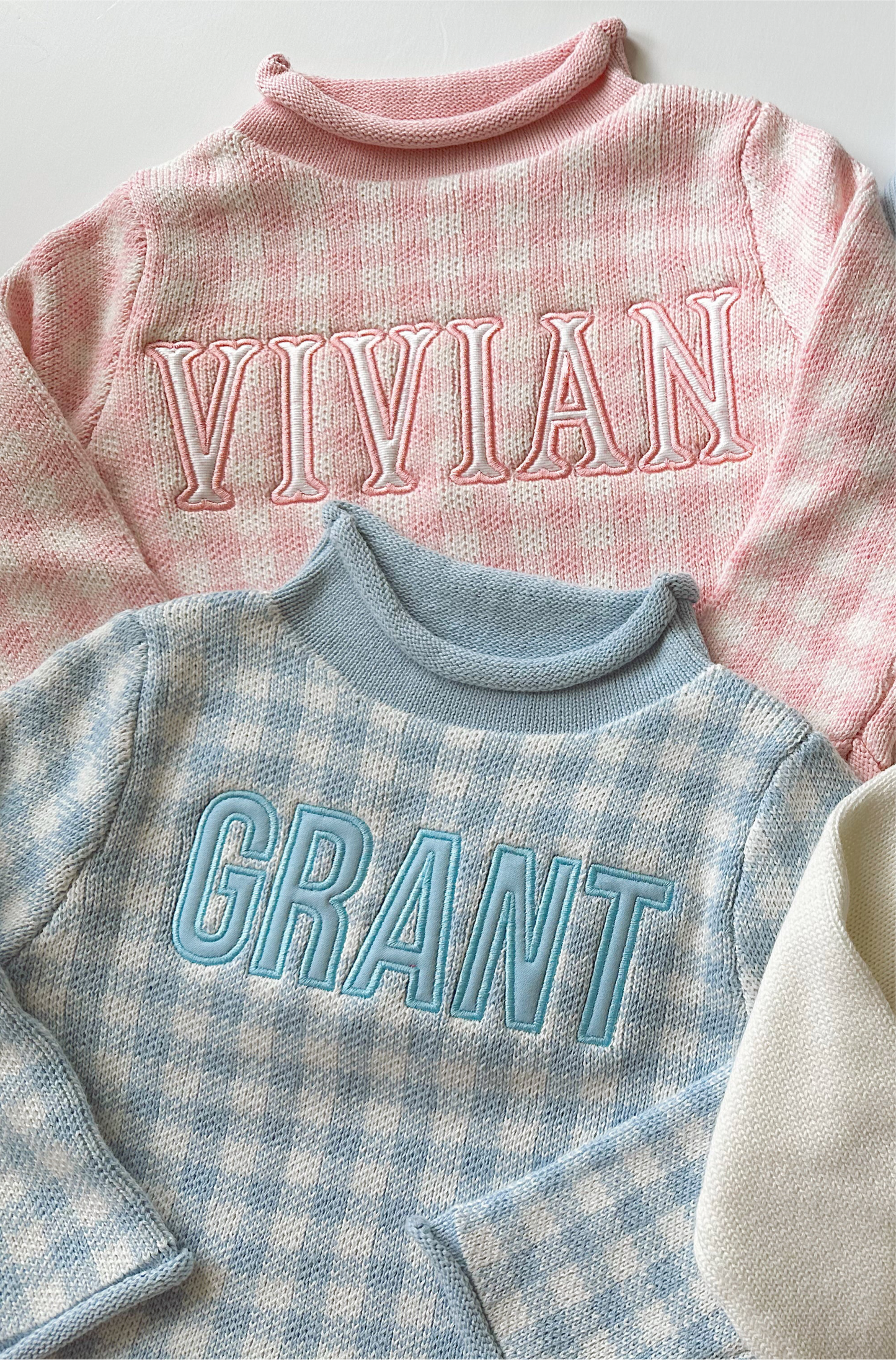 Gingham roll neck sweater