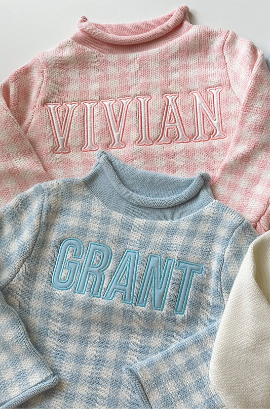 Gingham roll neck sweater