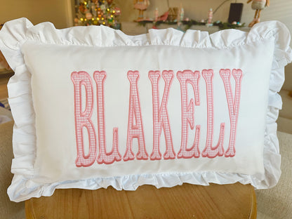 Ruffle nursery pillow