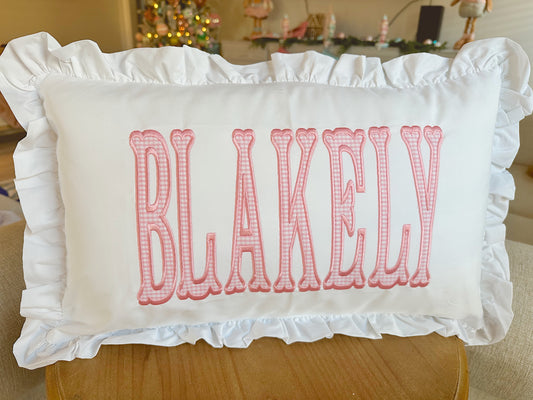 Ruffle nursery pillow