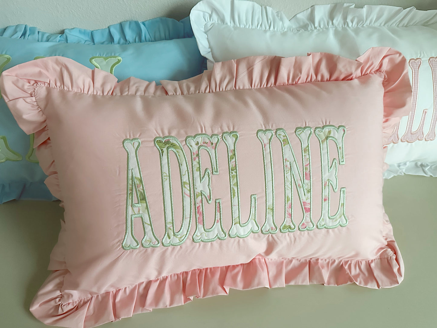 Ruffle nursery pillow