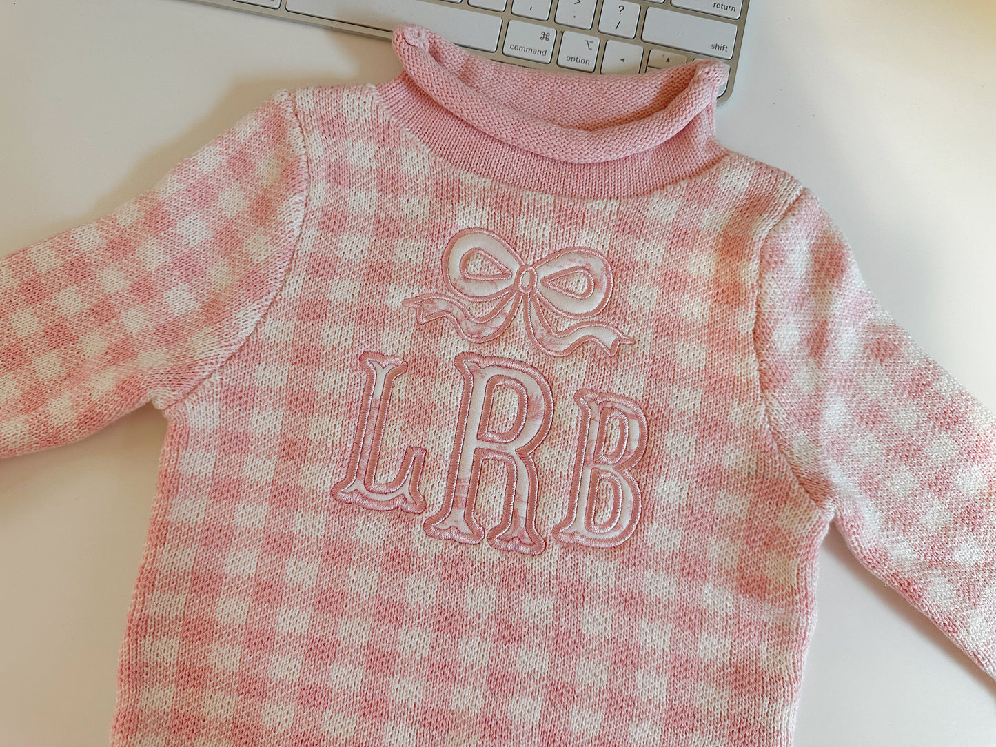 Gingham roll neck sweater