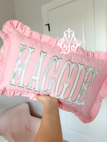 Ruffle nursery pillow
