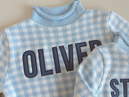 Gingham roll neck sweater