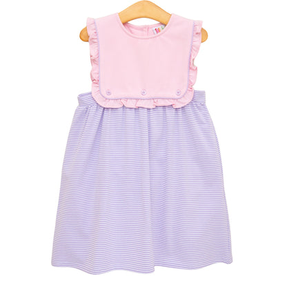 Amelia Dress- Pink and Lavender Stripe