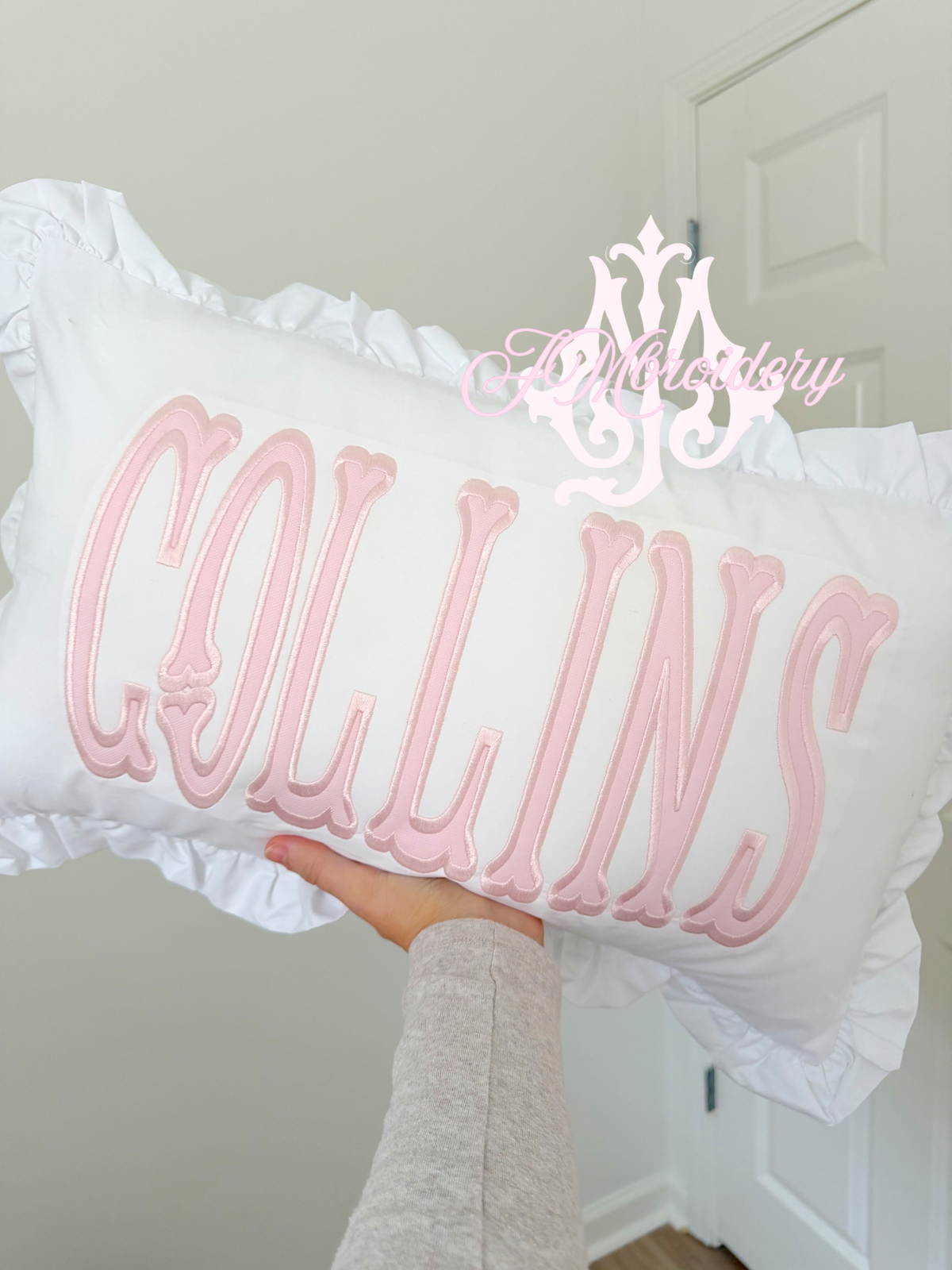 Ruffle nursery pillow