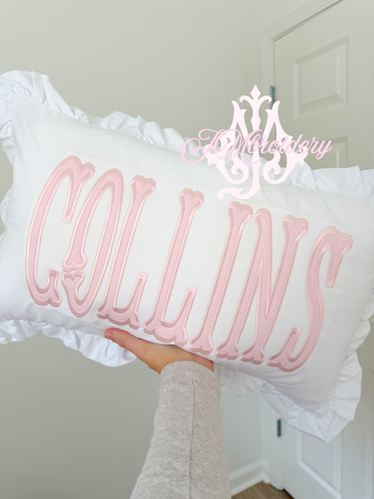 Ruffle nursery pillow