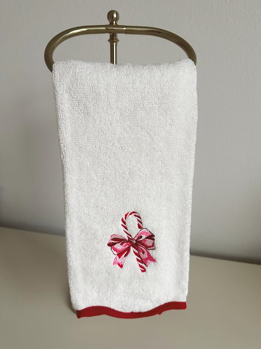 Candy Cane Christmas hand towel