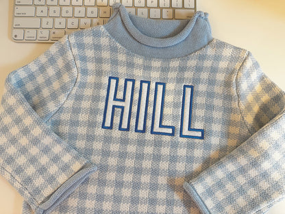 Gingham roll neck sweater