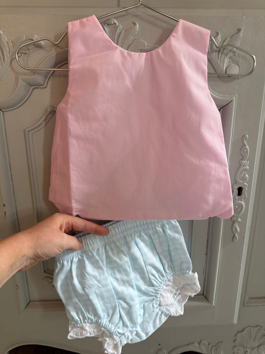 Hampton James Teal Gingham Diaper Set