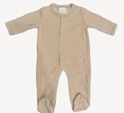 Picot trim footie - tan