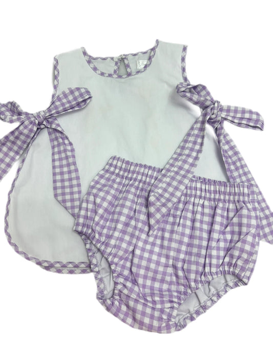 Purple gingham apron set