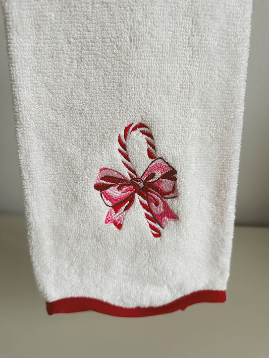 Candy Cane Christmas hand towel