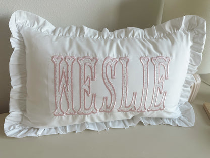 Ruffle nursery pillow