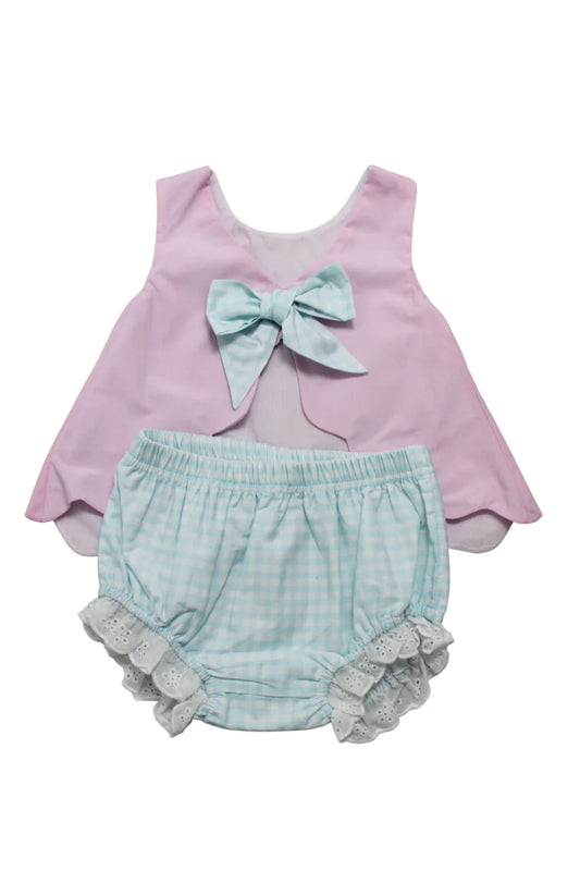 Hampton James Teal Gingham Diaper Set