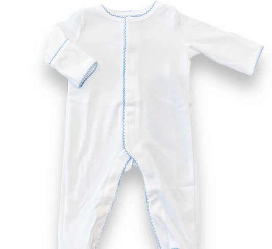 Picot trim footie - blue
